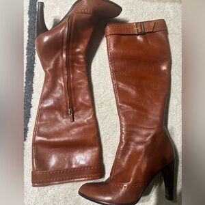 Louis Vuitton Tall Leather Over-the-Knee Boots in Rich Brown